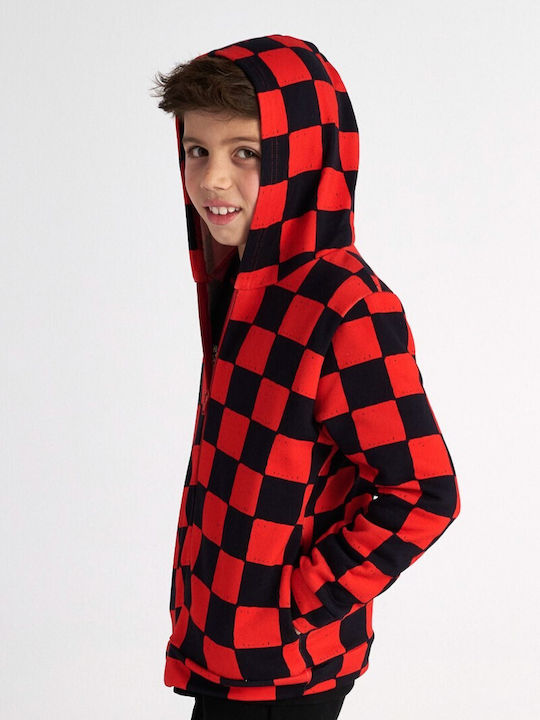 Kinder-Strickjacke mit Kapuzen Rot