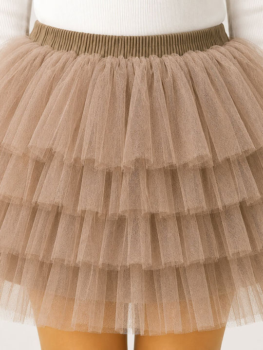 Kids Tulle Tulle Beige Skirt