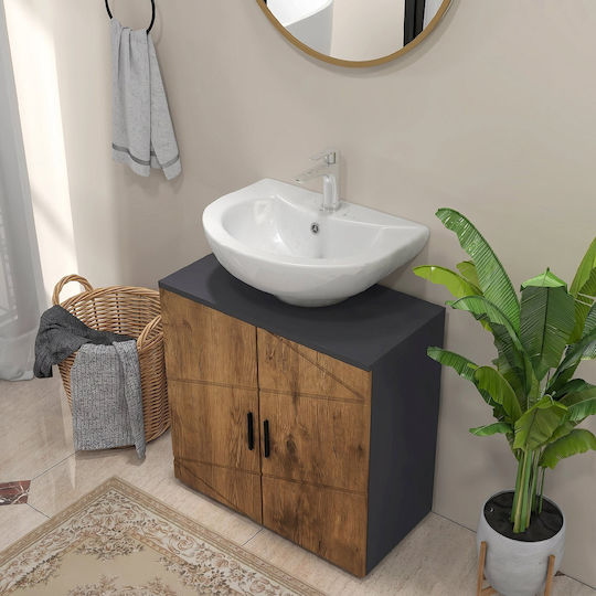 Kleankin Badezimmer Waschtisch-Einheit Ohne Waschbecken M60xB30xH60cm Eiche
