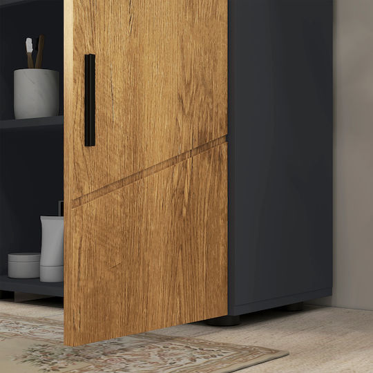 Kleankin Badezimmer Waschtisch-Einheit Ohne Waschbecken M60xB30xH60cm Eiche