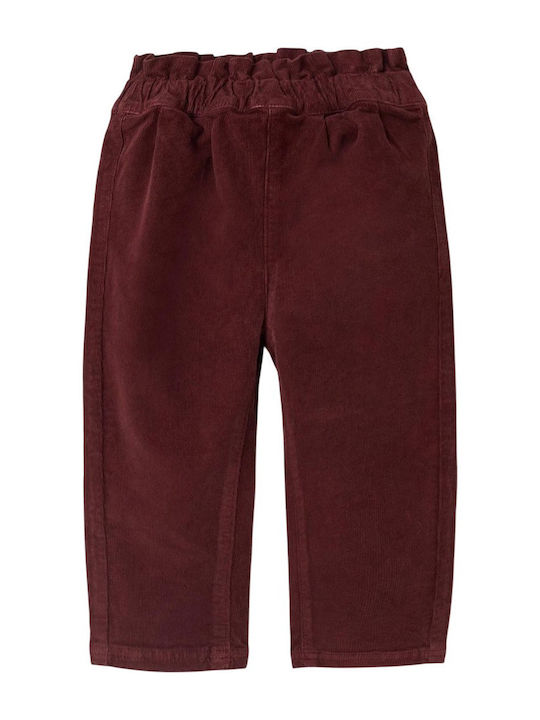 Pantaloni pentru copii din catifea raiata Burgundy