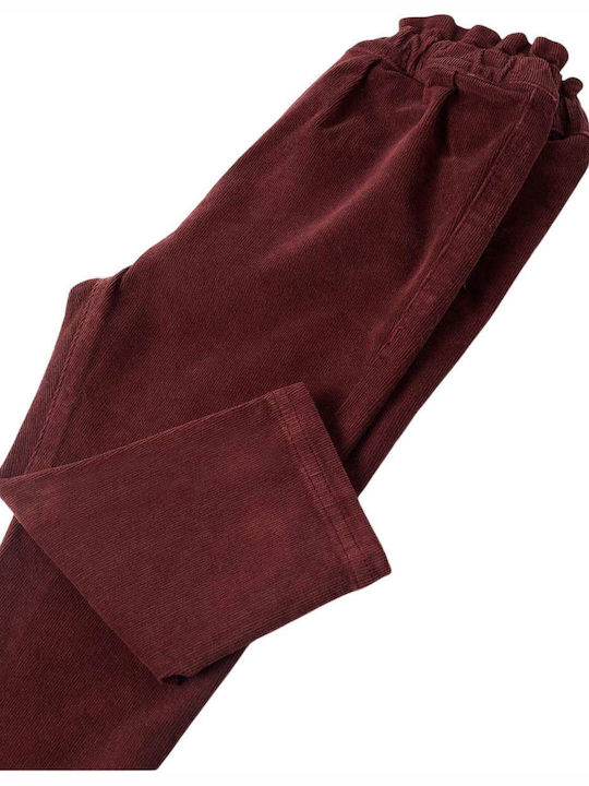 Pantaloni pentru copii din catifea raiata Burgundy