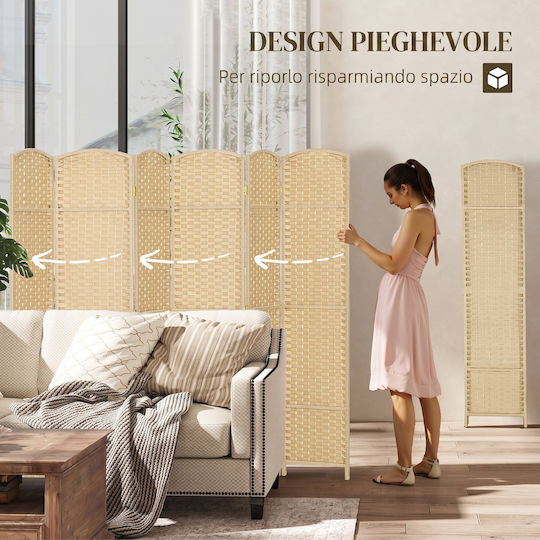 HomCom Paravan Decorativ Pliabil Din Lemn 240x170cm
