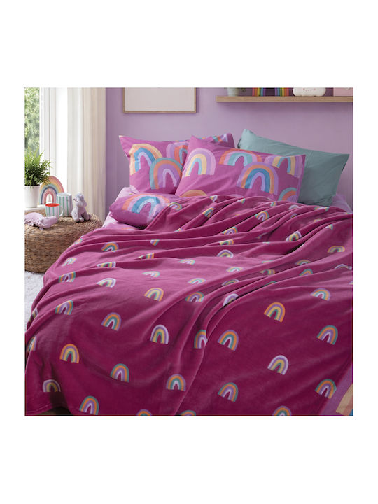 Nef-Nef Homeware Set Babyhandtücher 2 Stück Rainbow Mood Lila 70x140cm Gewicht 420gr/m²