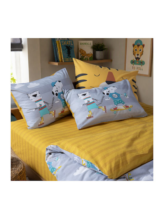 Nef-Nef Homeware Set Babyhandtücher 2 Stück Cool Skating Senf 70x140cm Gewicht 420gr/m²