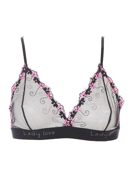 Ladym Γυναικεία Bralette Δαντέλα Μαύρο Κόκκινο