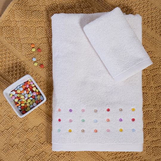 Nef-Nef Homeware Kinderbademantel Dots Ecru/Pink mit Kapuzen-