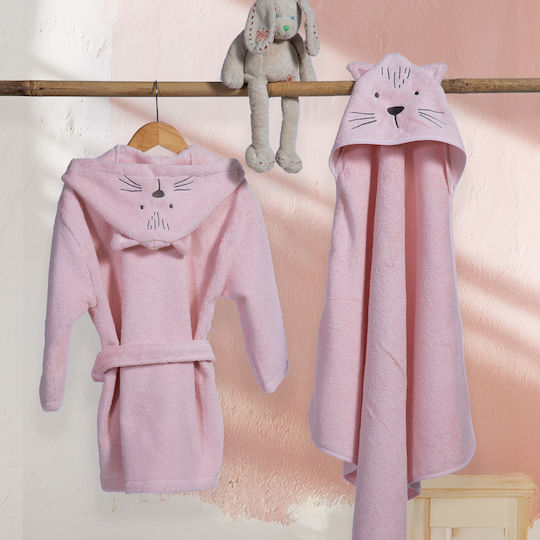 Nef-Nef Homeware Kinderbademantel Cats Are Perfect Lotus Rosa Mit Kapuze