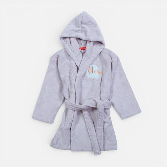 Nef-Nef Homeware Kids Bathrobe Elephants Grey Hooded