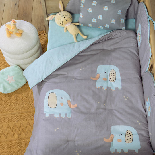 Nef-Nef Homeware Kids Bathrobe Elephants Grey Hooded