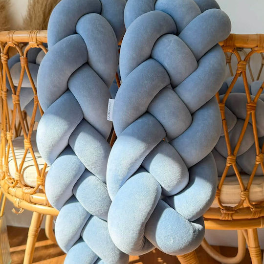 Sparrow Crib Bumper Braided Inside Blue Velvet Dusty Blue Sparrow 340cm