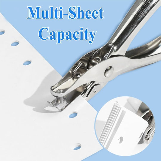 Set of 2 Manual Single Hole Paper Punches Paper Marks Hole Dimensions 6 Mm 1/4 Inch 3 Mm 1/8 Inch Durable Metal Body Residue Collection Container Office Notebooks Exams Creative Projects