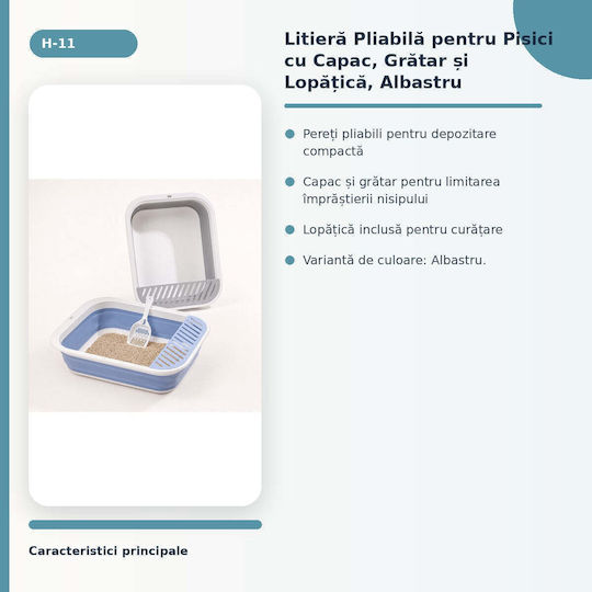 Toaletă pentru pisici Albastră