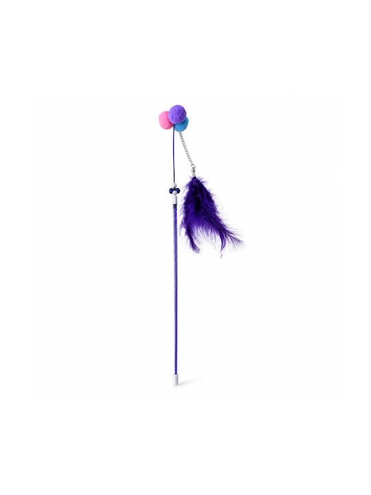 Băț Pentru Pisici Pompom Pene Violet Băț Pentru Pisici Pompom Pene Violet