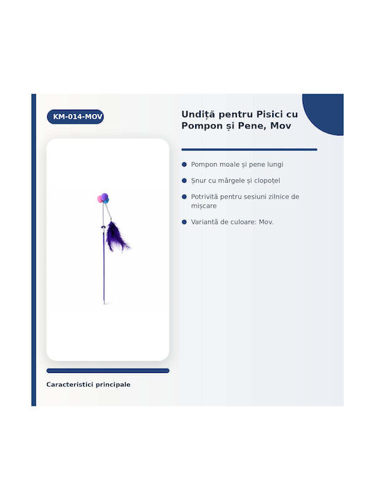Băț Pentru Pisici Pompom Pene Violet
