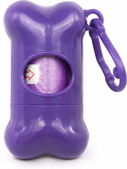 Dispenser Igienic De Saci Pentru Câini Formă De Os Clip Violet