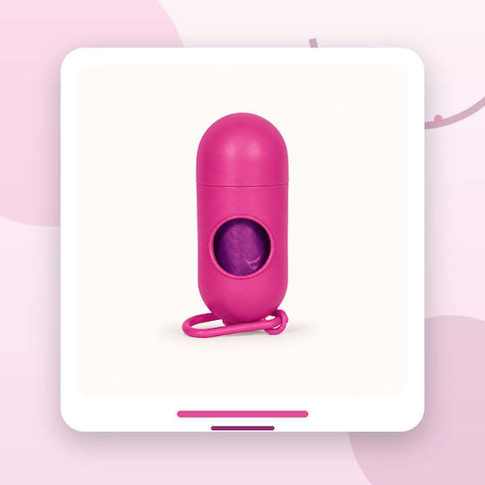 Dispenser Igienic De Saci Pentru Câini Formă Capsulă Carabină Fuchsia