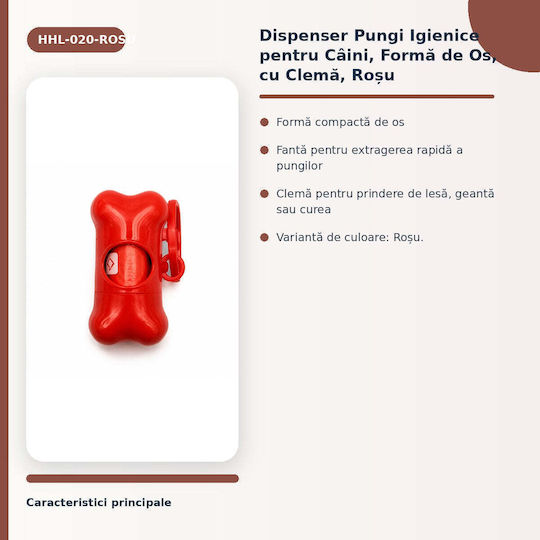 Distribuitor Sac Sănătos Câini Formă Os Clește Roșu