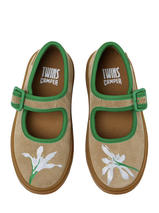 Kids Ballerinas with Hoop & Loop Closure Brown