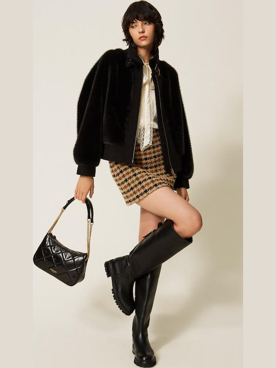 Long Women's Black Fur