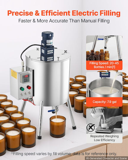Vevor Liquid Filling Machine 30L Heating Stirring Stainless Steel Container Cgztszz30lwxh7jgg001v2