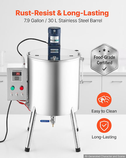 Vevor Liquid Filling Machine 30L Heating Stirring Stainless Steel Container Cgztszz30lwxh7jgg001v2