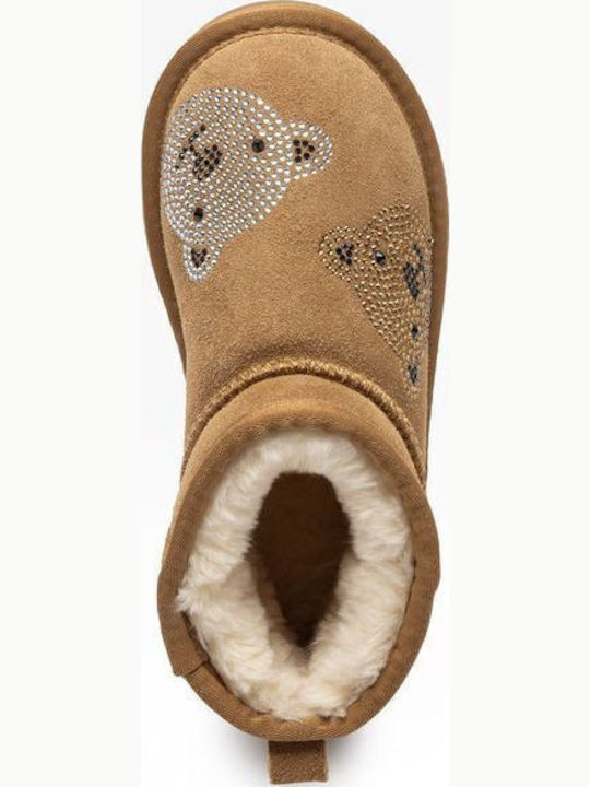 Suede Kids Ankle Boots Brown