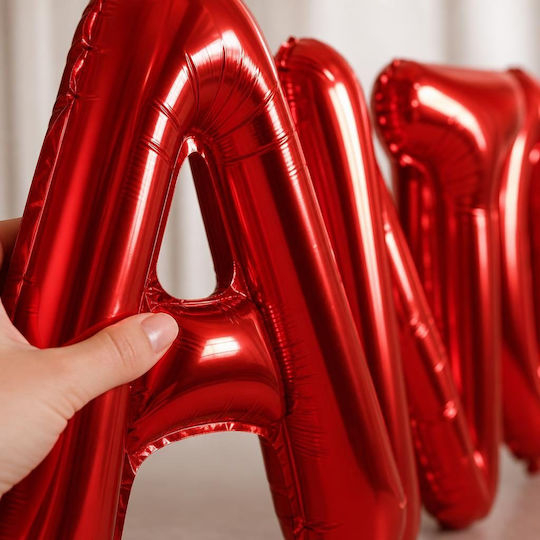 Set of 7 Red Foil Balloons with Name 40cm with Personalization