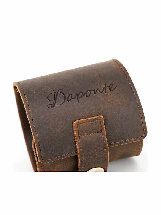 Leather Travel Case For 1 Watch Brown