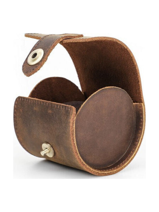 Leather Travel Case For 1 Watch Brown