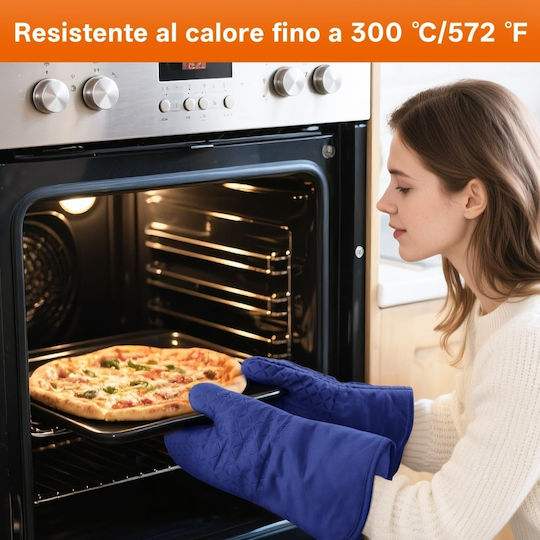 Oven Mitt and Pot Holder Set Kitchen Made of Blue Silicone 4 Pieces