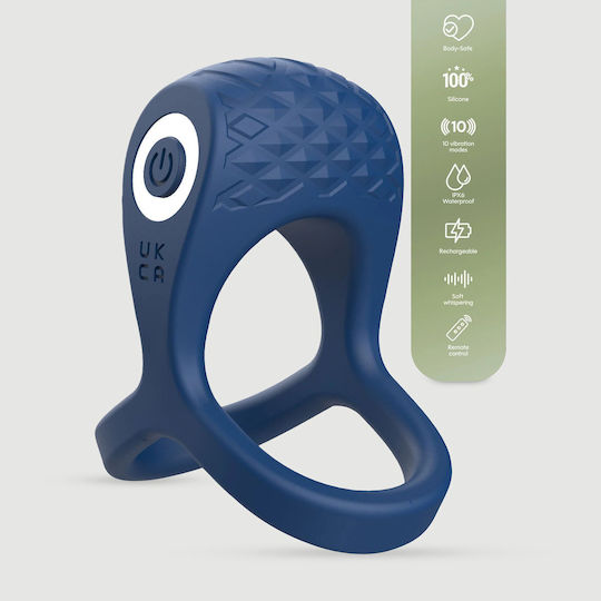 Inele Wireless Duble Pentru Penis și Testicule Din Silicon Cu Vibrație Albastru