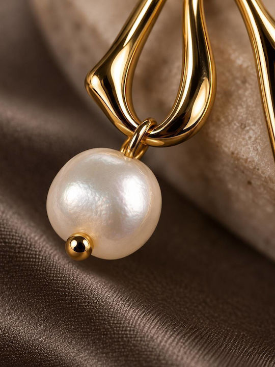 Gold Plated Earrings Bows Cuoro Pearl