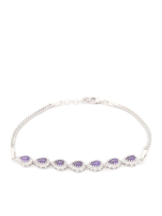 Дамска Гривна Верига от Сребро с Зиркон 20см Дамска Гривна Верига от Сребро с Зиркон 20см