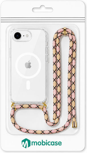 Θήκη Σιλικόνης Κορδόνι Ρόζ Μοτίβο Iphone 16 Plus Διάφανη Magline