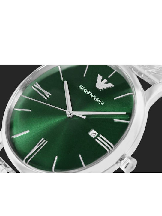 Мъжки Часовник 42mm На Батерия със Сребрист Металик Браслет