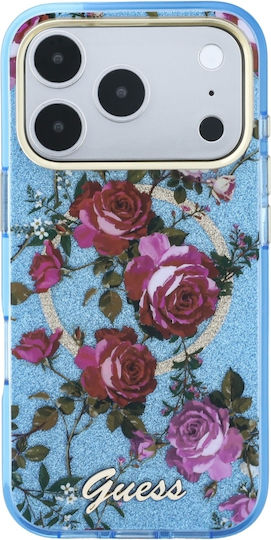 Guess Iml Glitter Blossom Roses Handyhülle Iphone 18 Pro 17 Pro Hellblau