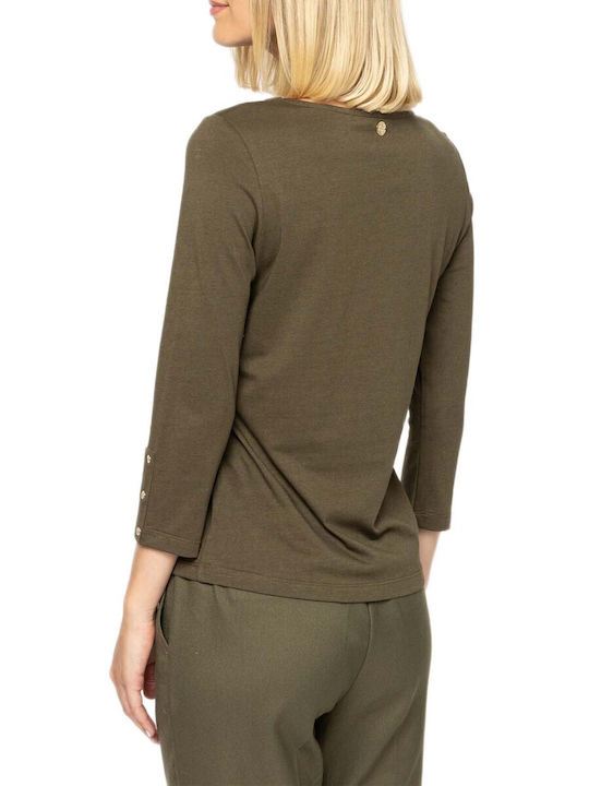 Heavy Tools Дамска блуза с Ръкав 3/4 Olive
