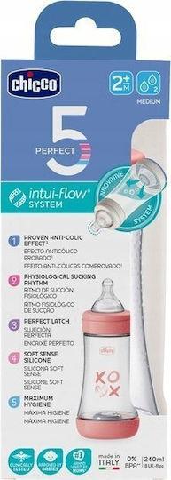 Chicco Plastic Baby Bottle Anti-Colic with Silicone Teat for 0+ Months Pink 240ml