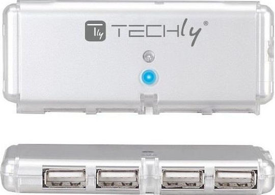 Techly USB хъб 4 Порта USB 2.0 с USB-A Сив