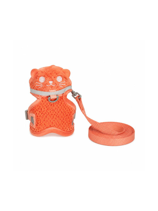 Fluffy Harness Cats Small Dogs Leash Orange