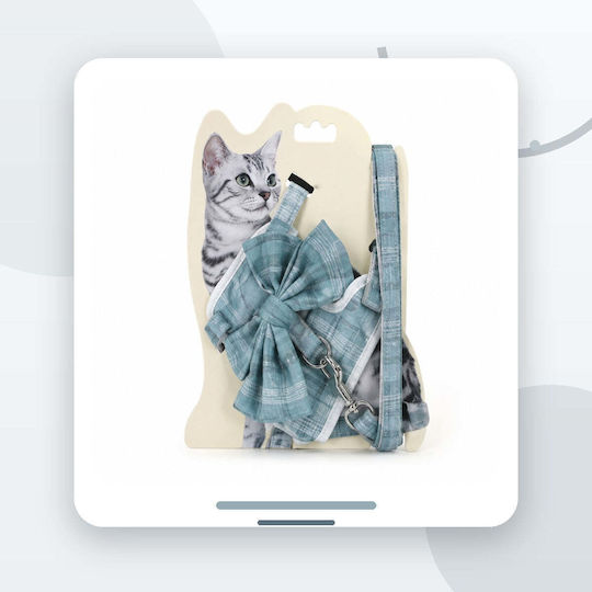 Collar Leash Set Cats Small Dogs Large Bow Turquoise