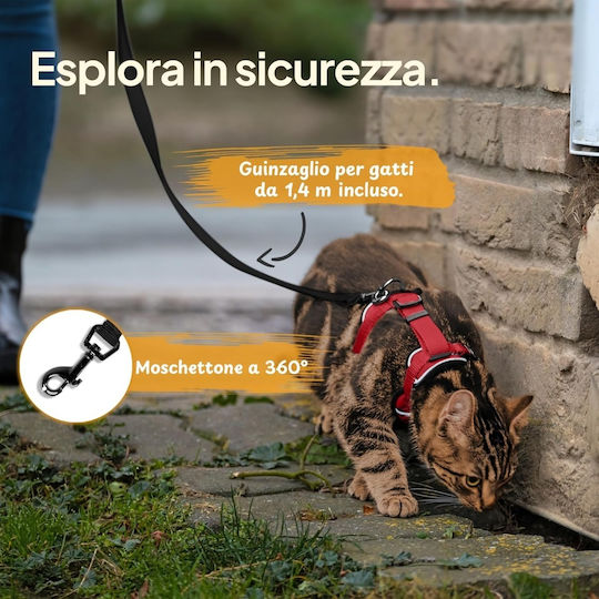 Lesă Reglabilă pentru Pisici Lesă 1.4 M Ușoară Neopren Mărimea S Neagră Elemente Reflectorizante