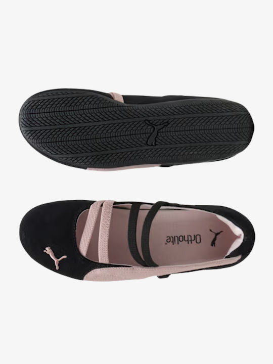 Damen Ballerinas Sneaker-Stil Schwarz/Mauve Mist