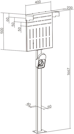 Inline Universal Wallbox Stand Xl Държач за кабел за зареждане на електрически автомобили Черен