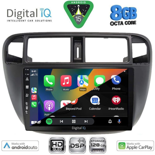 Digital IQ Auto-Audiosysteme für Honda Civic 1995-2001 mit A/C (Bluetooth/USB/WiFi/GPS/Apple CarPlay/Android Auto) mit Touchscreen 9"