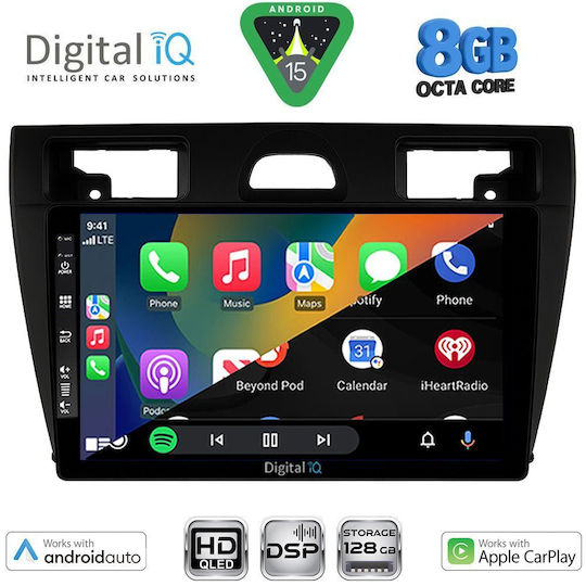 Digital IQ Auto-Audiosystem für Ford Fiesta 2005-2008 (Bluetooth/USB/Eingebautes Wi-Fi / GPS / Apple CarPlay / Android Auto) mit 9 Zoll Touchscreen