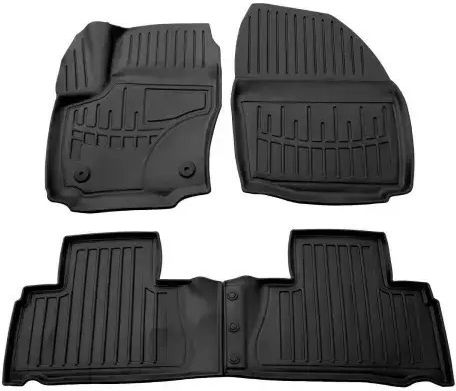 Ford Galaxy 5d 06>15/s-max 5d 06>14 Auto Fußmatten Gummi Satz Vorder- und Rückseite Erhöhte Seiten Schwarz