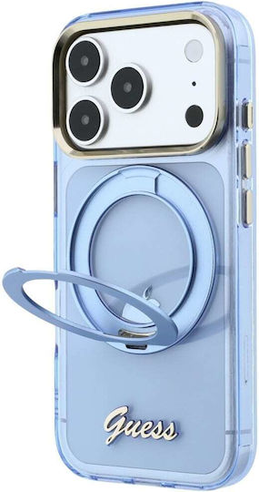 Guess Etui Iml Ring Stand 360 Script Metal Logo Magsafe Do Iphone 18 Pro Max 17 Pro Max Jasnoniebieski Guhmp18x6hccmsb