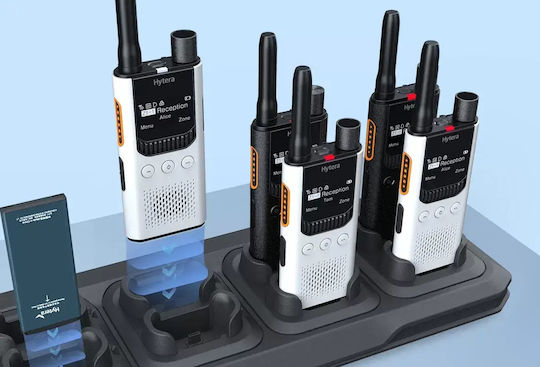 Пакет 8 Hytera S1 Pro PMR-446 Сив + Многократен Зарядно Устройство – Digital+Analog AI Noise Cancellation